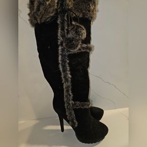 Tall furry boots